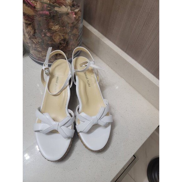 Sarah Flint Shoes - Sarah Flint Mirjana Wedge 50. White Calf Leather Raffia  SF570WR  Size 41/ US 10